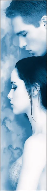 Free dark romance bookmark featuring a pale couple in light blue tones